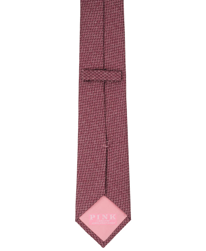 Pink Solid Textured Woven Silk Tie