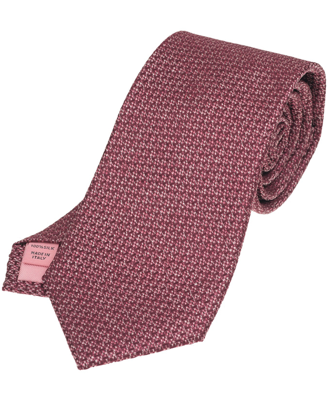 Pink Solid Textured Woven Silk Tie