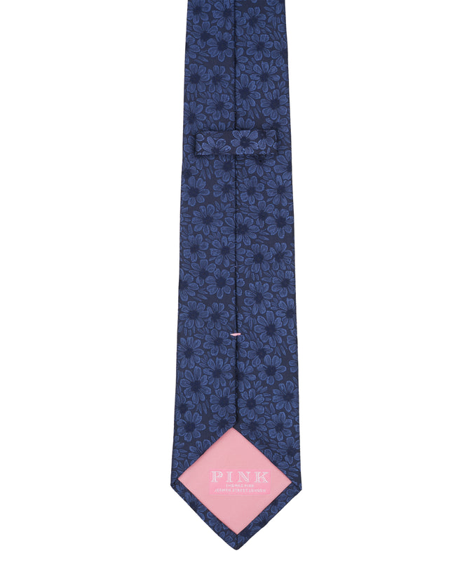 Navy Tonal Floral Woven Silk Tie