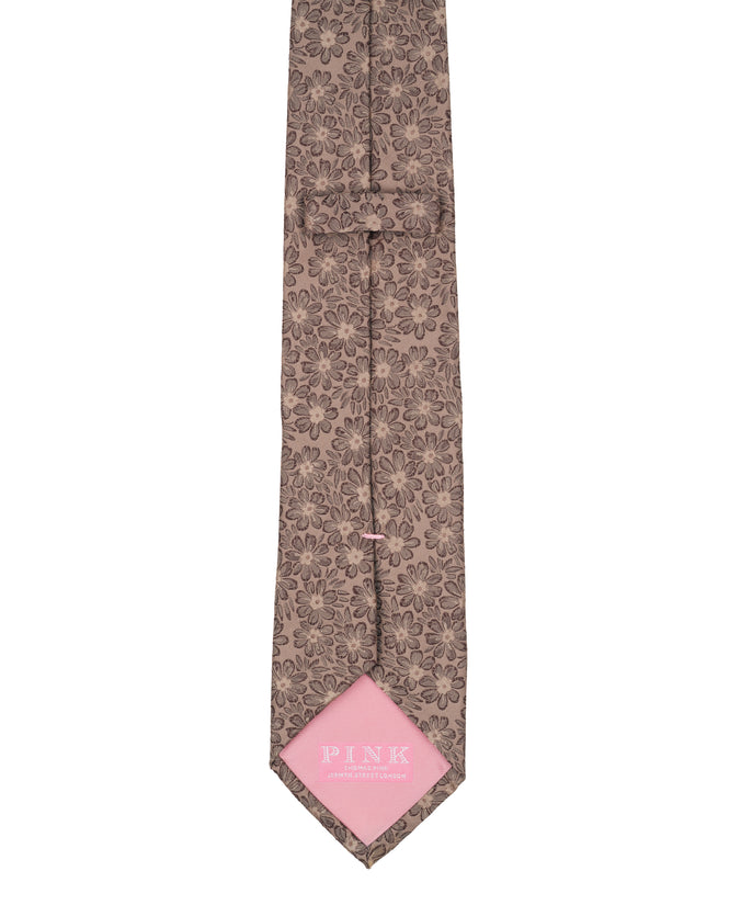 Taupe Tonal Floral Woven Silk Tie