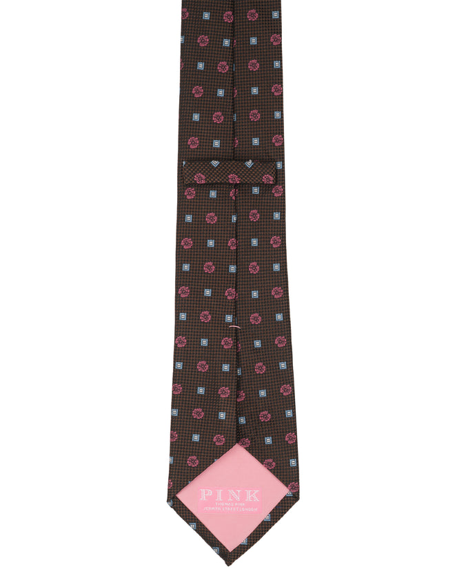 Chocolate Floral Woven Silk Tie
