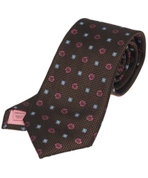 Chocolate Floral Woven Silk Tie