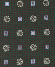 Olive Green Floral Woven Silk Tie
