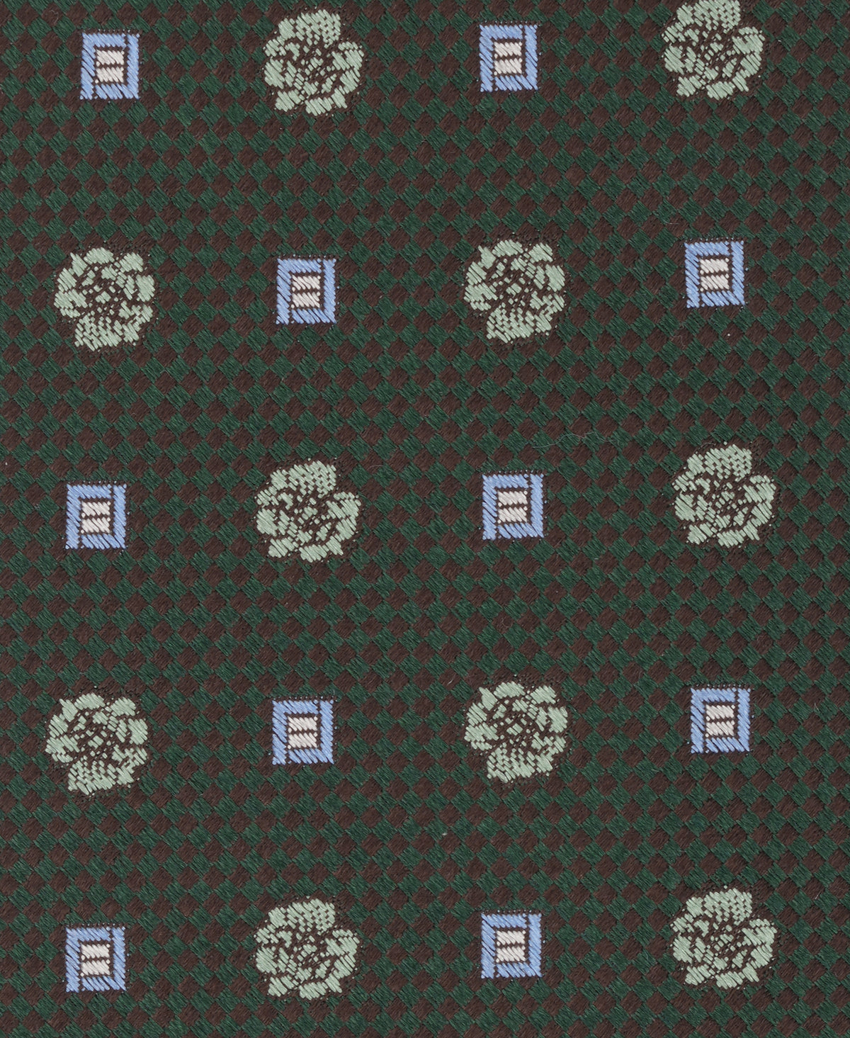 Olive Green Floral Woven Silk Tie