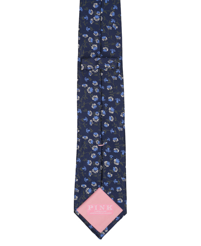 Navy Floral Woven Silk Tie