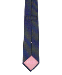 Navy Striped Woven Silk Tie