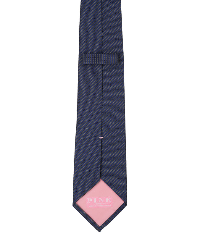 Navy Striped Woven Silk Tie