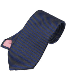 Navy Striped Woven Silk Tie