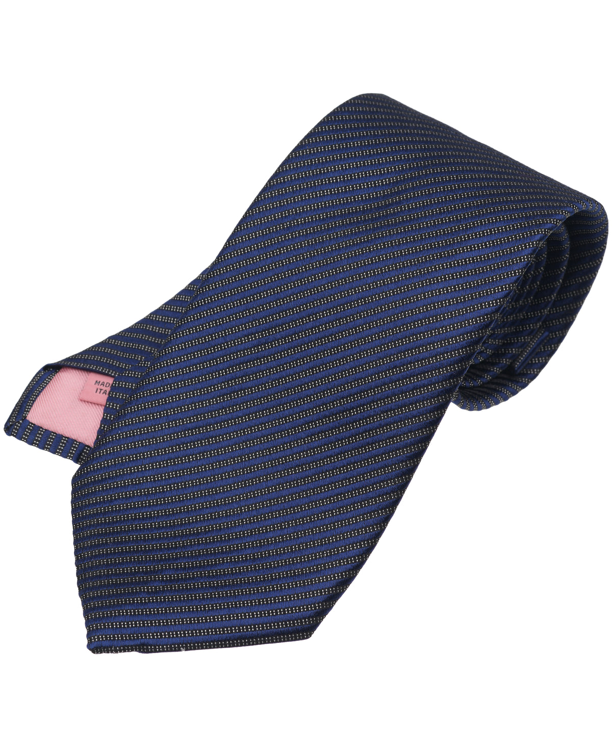 Navy Striped Woven Silk Tie