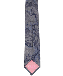 Grey Paisley Woven Silk Tie