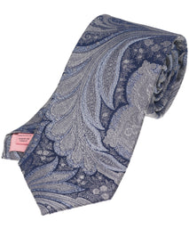 Grey Paisley Woven Silk Tie