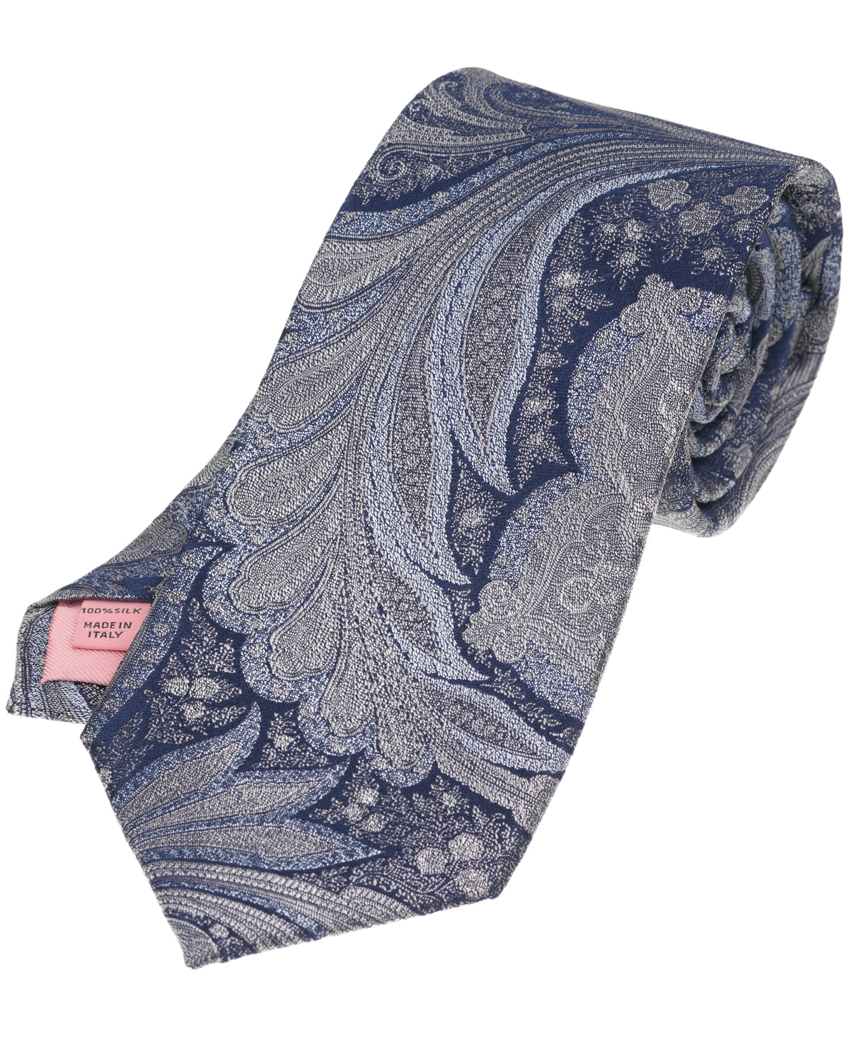 Grey Paisley Woven Silk Tie