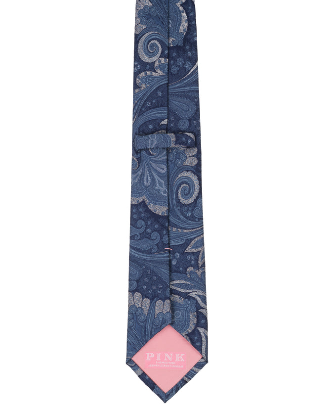 Navy Paisley Woven Silk Tie