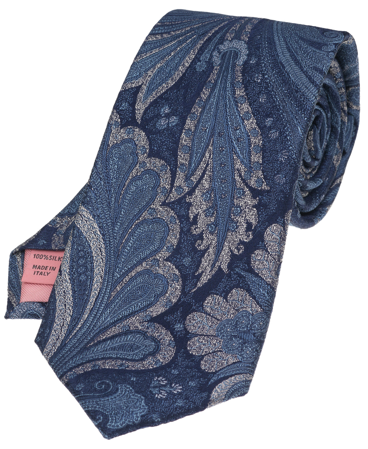 Navy Paisley Woven Silk Tie
