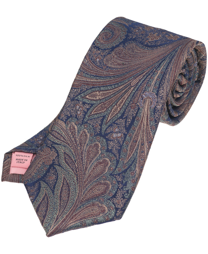 Olive Paisley Woven Silk Tie