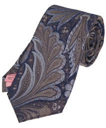Taupe Paisley Woven Silk Tie