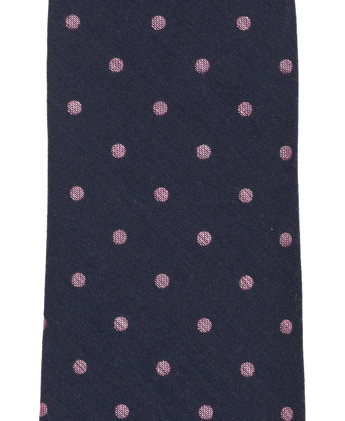 Navy Blue Woven Silk Tie With Pink Polka Dots