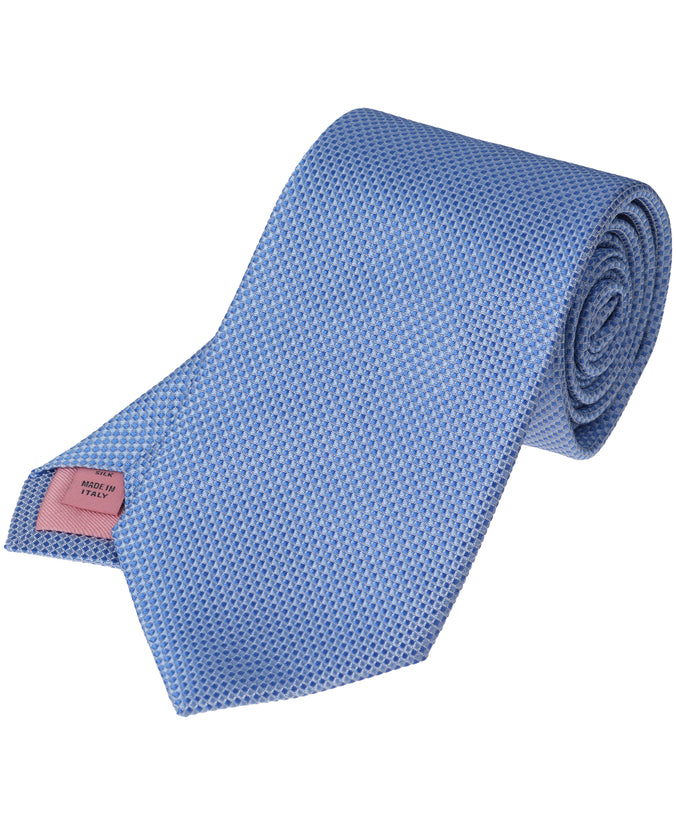 Blue Textured Woven Silk Tie