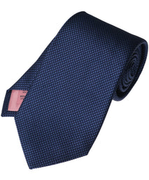 Navy Textured Woven Silk Tie