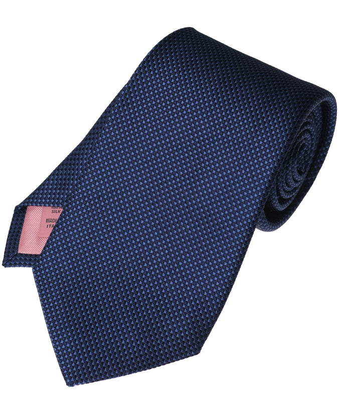 Navy Textured Woven Silk Tie