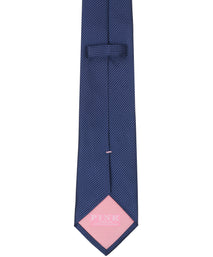 Navy Textured Woven Silk Tie