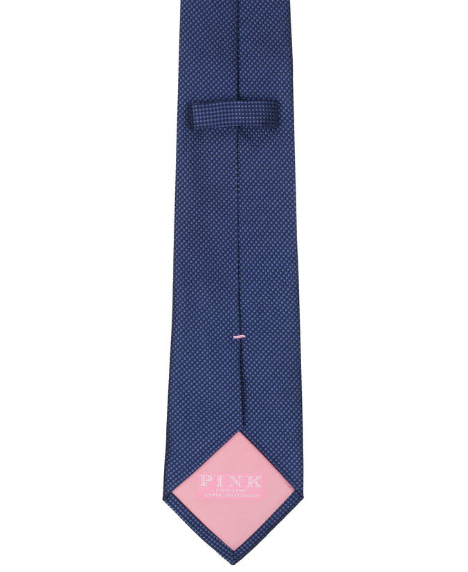 Navy Textured Woven Silk Tie
