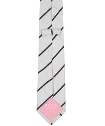 Grey Striped Woven Silk Tie