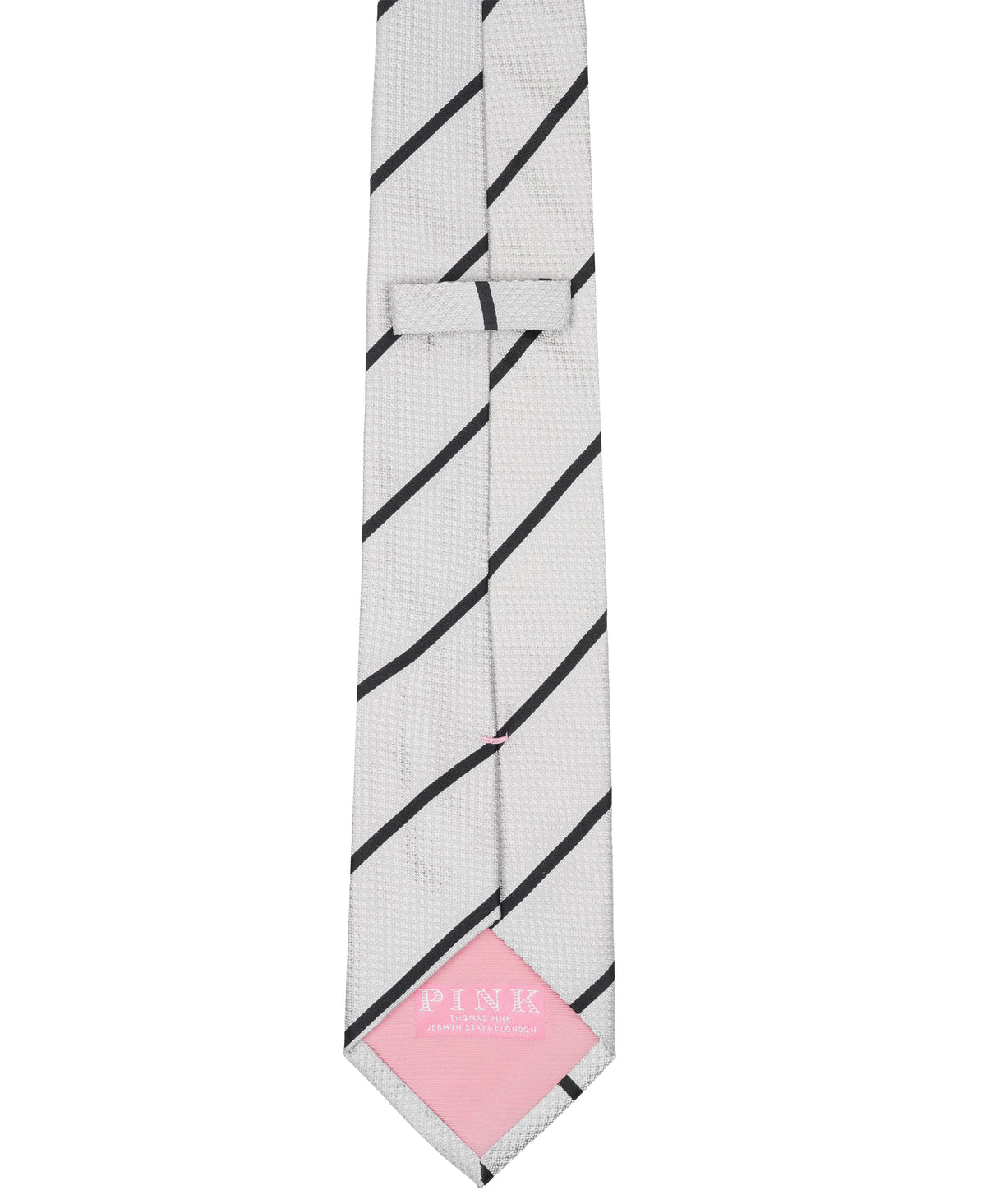 Grey Striped Woven Silk Tie