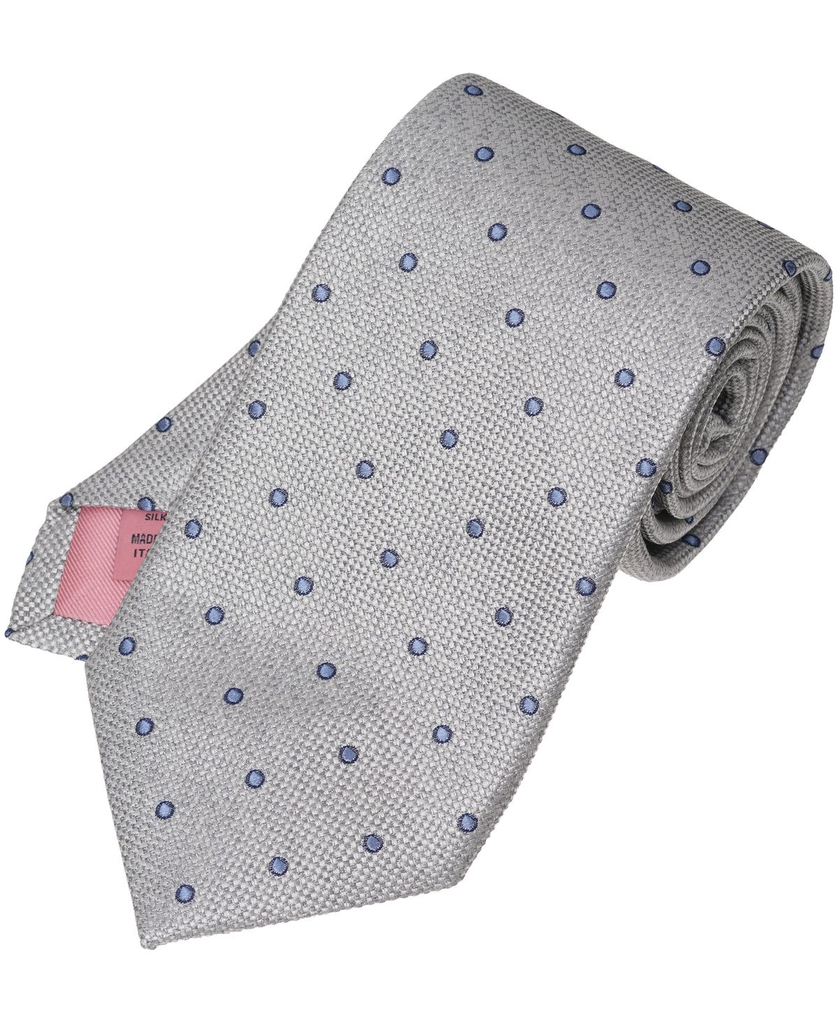 Grey Dot Woven Silk Tie