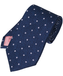 Navy Dot Woven Silk Tie