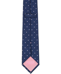 Navy Dot Woven Silk Tie