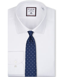 Navy Dot Woven Silk Tie
