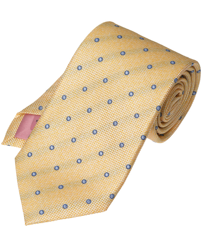 Yellow Dot Woven Silk Tie
