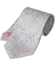 Ecru Floral Woven Silk Tie