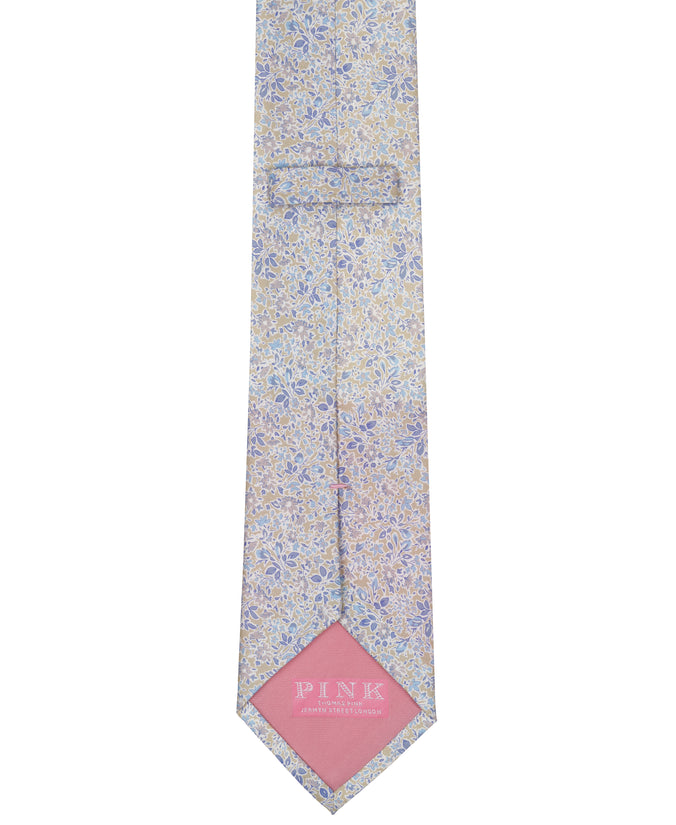 Ecru Floral Woven Silk Tie