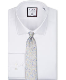 Ecru Floral Woven Silk Tie