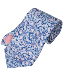 Navy Floral Woven Silk Tie