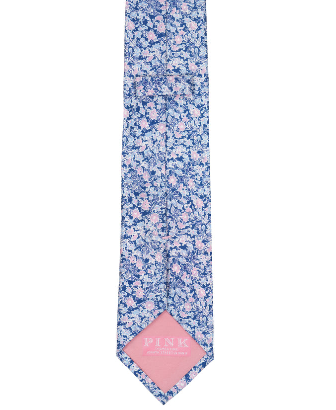 Navy Floral Woven Silk Tie