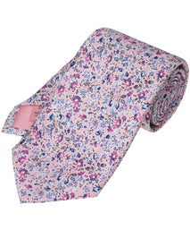 Pink Floral Woven Silk Tie