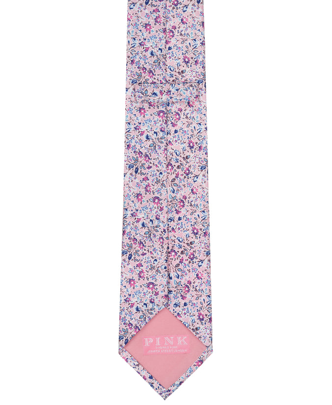 Pink Floral Woven Silk Tie