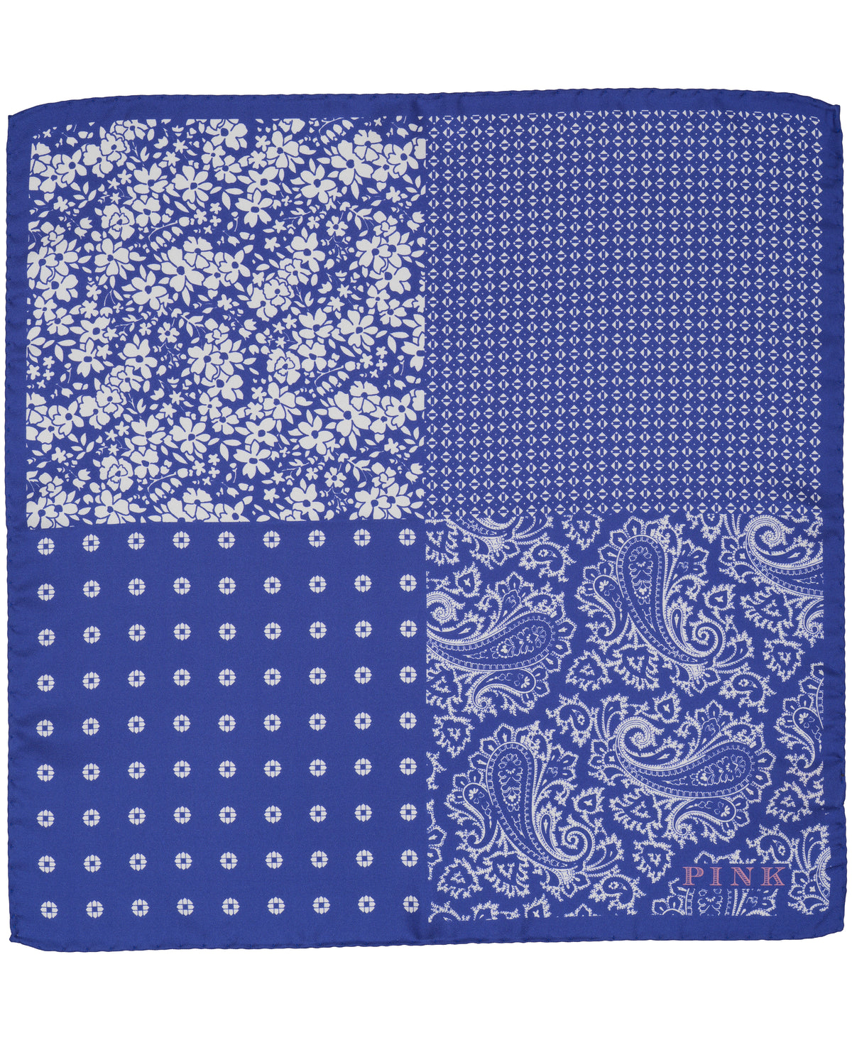 Blue Mixed Print Woven Slik Pocket Square