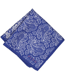 Blue Mixed Print Woven Slik Pocket Square
