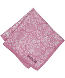 Pink Mixed Print Woven Silk Pocket Square