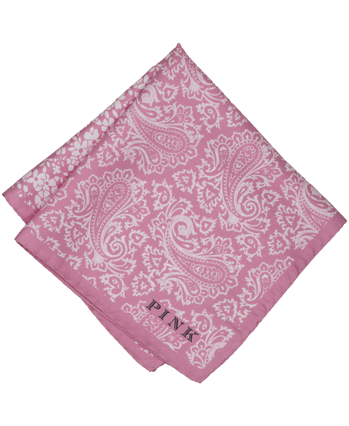 Pink Mixed Print Woven Silk Pocket Square