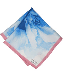 Blue Large Flower Woven Silk Pocket Square