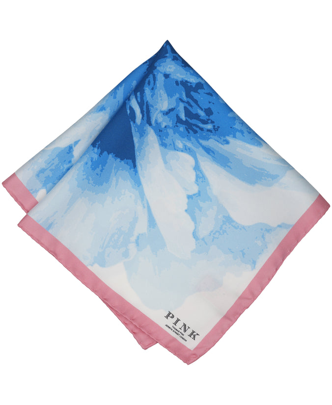 Blue Large Flower Woven Silk Pocket Square