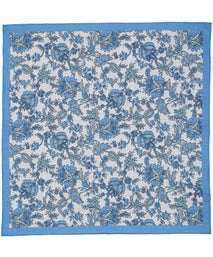 Blue Floral Woven Linen Pocket Square