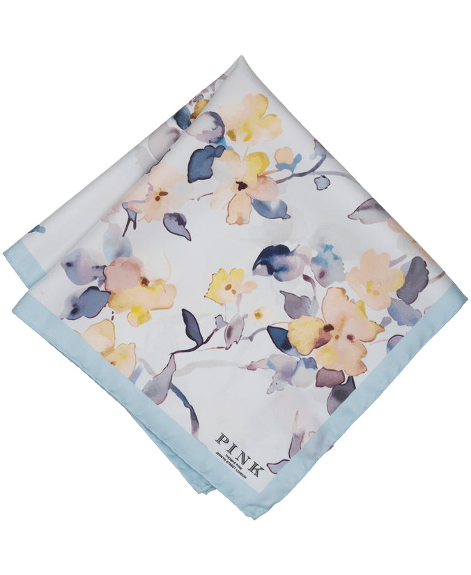 Yellow Floral Woven Silk Pocket Square