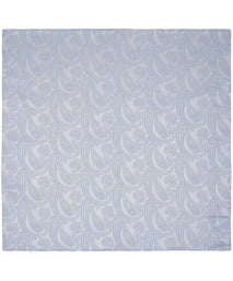 Light Blue tonal Paisley Woven Silk Pocket Square