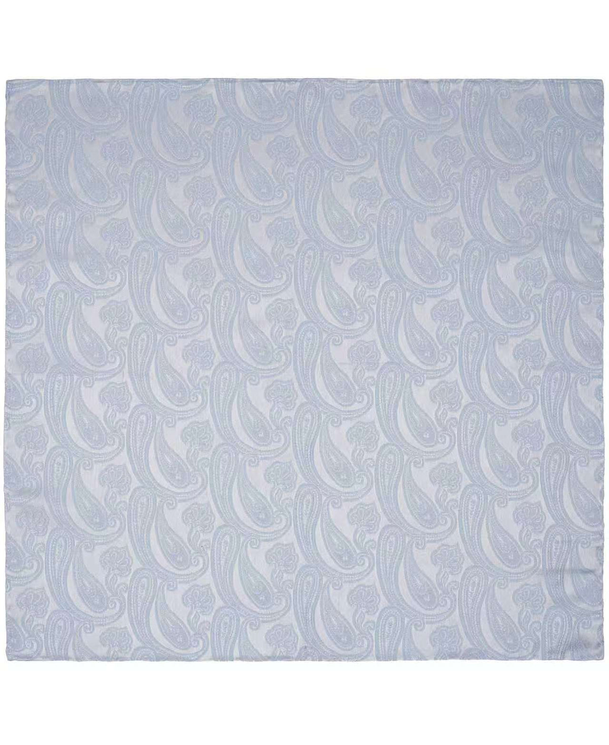 Light Blue tonal Paisley Woven Silk Pocket Square